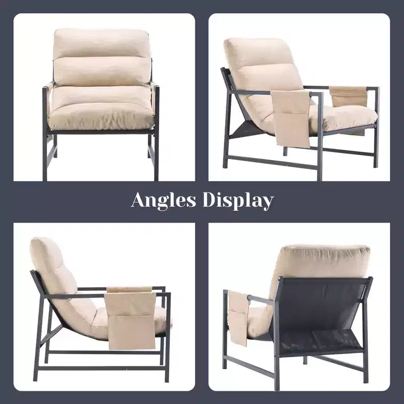 Fauteuil d'appoint FERPIT avec assise en tissu et structure métallique, style moderne