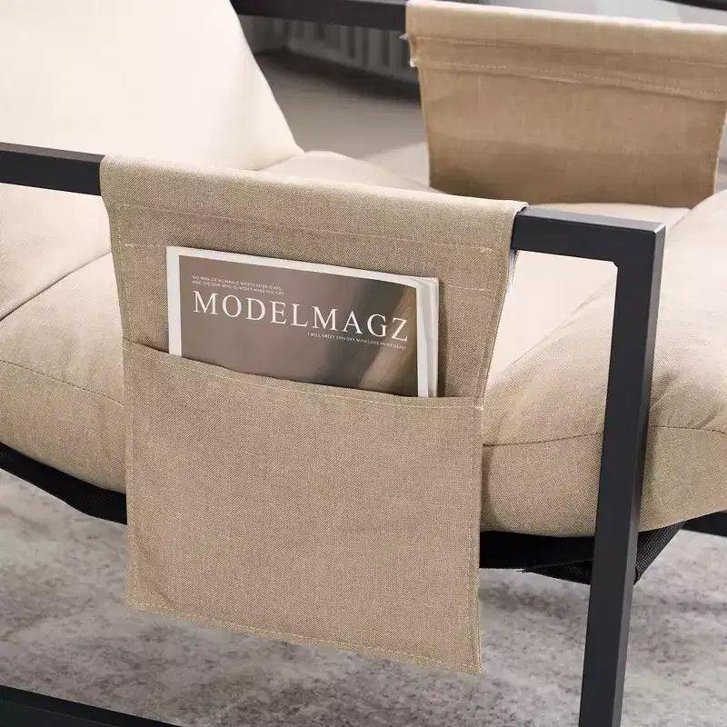 Fauteuil d'appoint FERPIT avec assise en tissu et structure métallique, style moderne