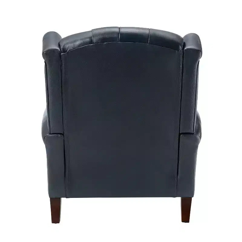 Amanda 33 Wide Genuine Leather Wingback Armchair with Solid Tapered Wood Legs and Nailhead Trim| ART OF LIVING DESIGNS