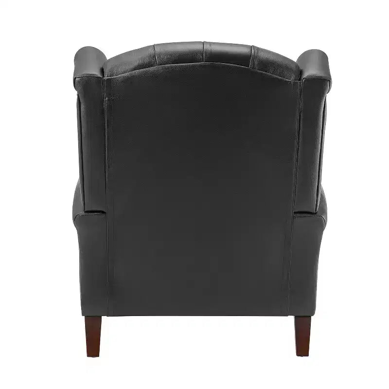 Amanda 33 Wide Genuine Leather Wingback Armchair with Solid Tapered Wood Legs and Nailhead Trim| ART OF LIVING DESIGNS