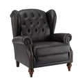 Amanda 33 Wide Genuine Leather Wingback Armchair with Solid Tapered Wood Legs and Nailhead Trim| ART OF LIVING DESIGNS