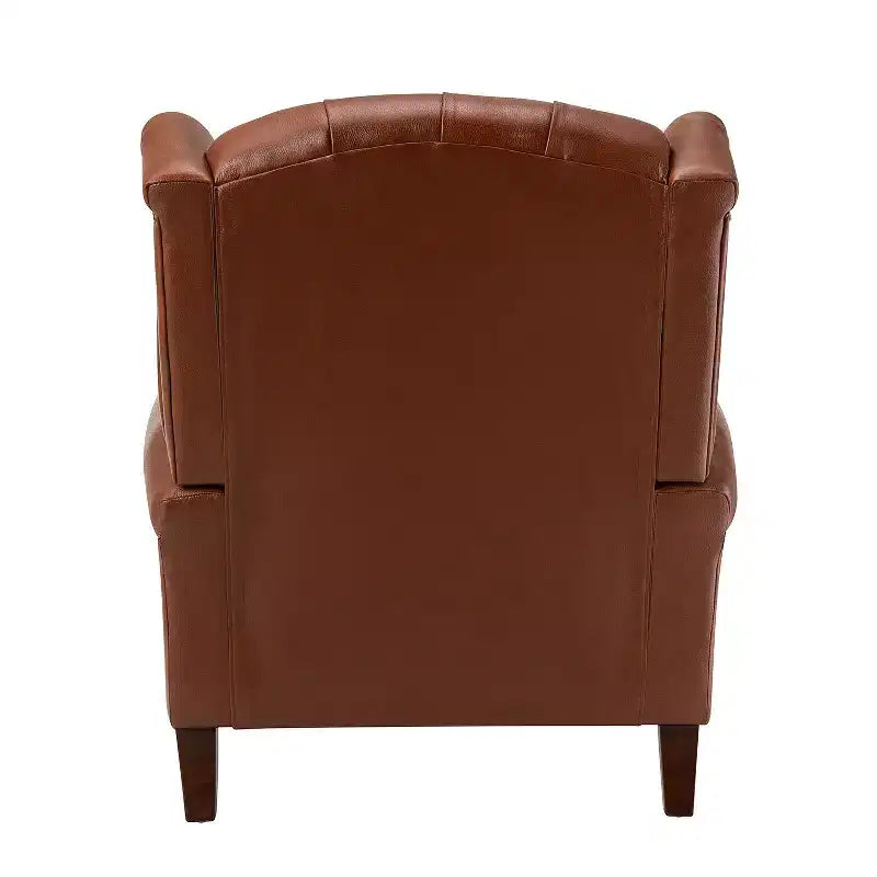 Set of 2 Amanda 33 Wide Genuine Leather Wingback Armchair with Solid Tapered Wood Legs and Nailhead Trim| ART OF LIVING DESIGNS