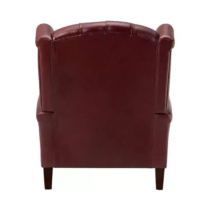 Set of 2 Amanda 33 Wide Genuine Leather Wingback Armchair with Solid Tapered Wood Legs and Nailhead Trim| ART OF LIVING DESIGNS