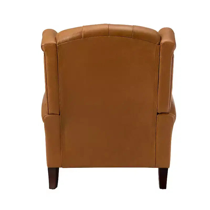 Set of 2 Amanda 33 Wide Genuine Leather Wingback Armchair with Solid Tapered Wood Legs and Nailhead Trim| ART OF LIVING DESIGNS
