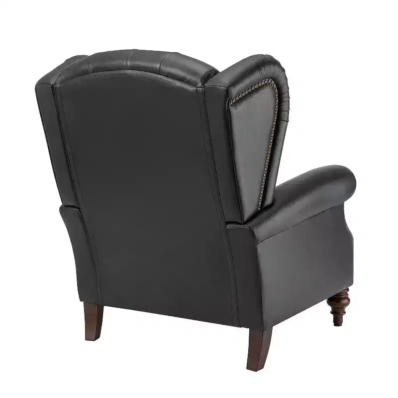 Set of 2 Amanda 33 Wide Genuine Leather Wingback Armchair with Solid Tapered Wood Legs and Nailhead Trim| ART OF LIVING DESIGNS