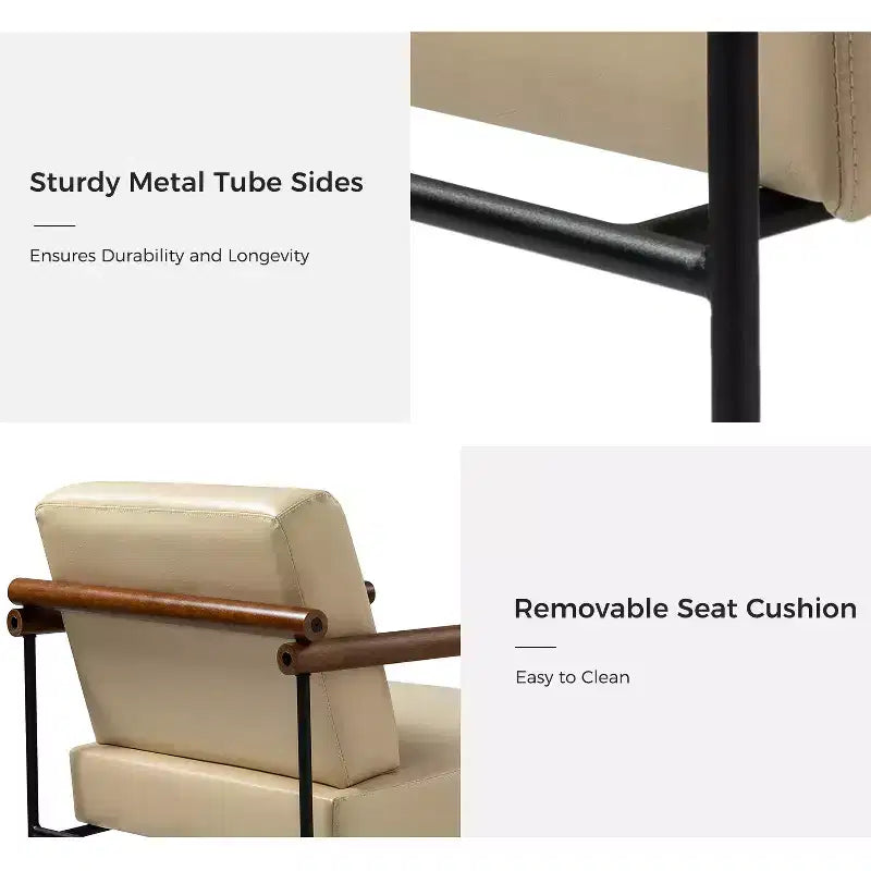 Set of 2 Elisa Ergonomic Modern Accent Armchair with Metal Base and Special Solid Wood Arm| ART OF LIVING DESIGNS