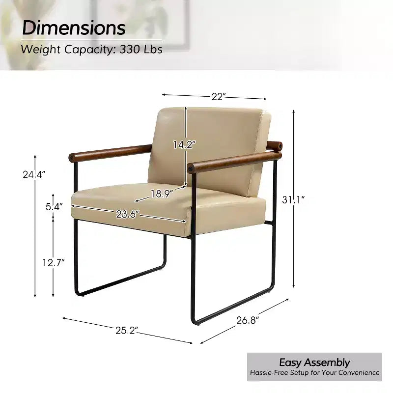 Set of 2 Elisa Ergonomic Modern Accent Armchair with Metal Base and Special Solid Wood Arm| ART OF LIVING DESIGNS