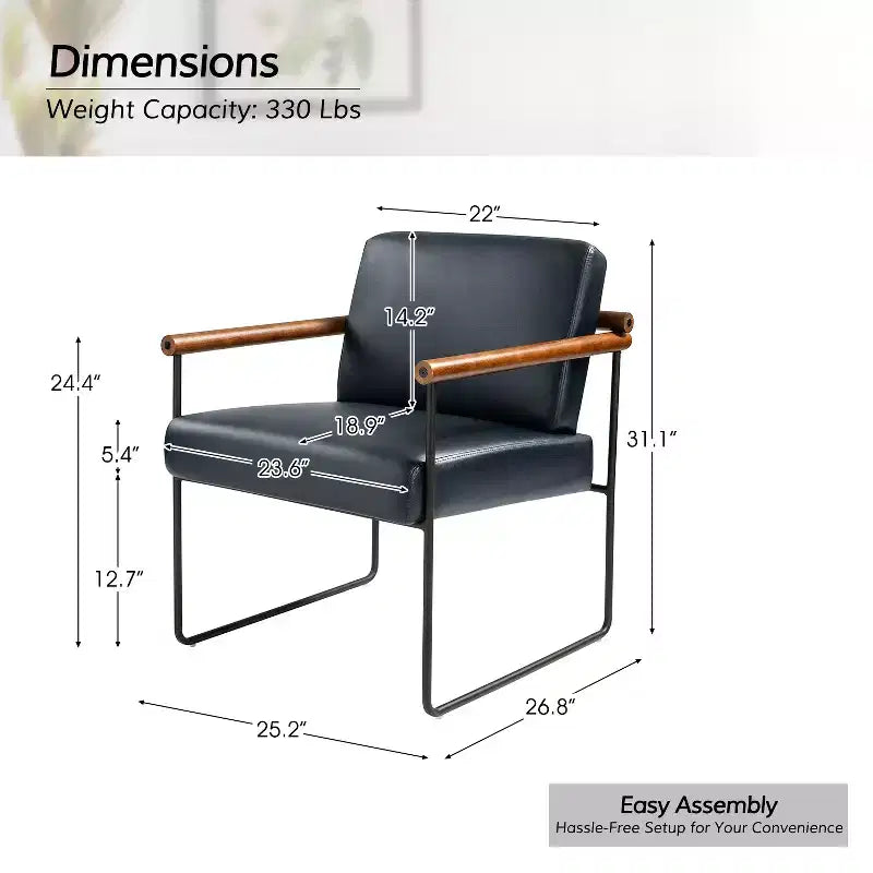 Set of 2 Elisa Ergonomic Modern Accent Armchair with Metal Base and Special Solid Wood Arm| ART OF LIVING DESIGNS