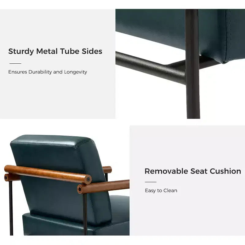 Set of 2 Elisa Ergonomic Modern Accent Armchair with Metal Base and Special Solid Wood Arm| ART OF LIVING DESIGNS