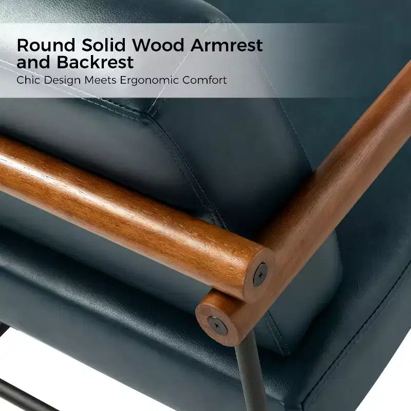 Set of 2 Elisa Ergonomic Modern Accent Armchair with Metal Base and Special Solid Wood Arm| ART OF LIVING DESIGNS