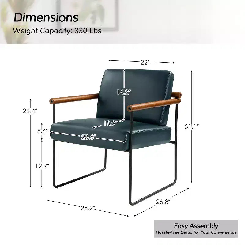 Set of 2 Elisa Ergonomic Modern Accent Armchair with Metal Base and Special Solid Wood Arm| ART OF LIVING DESIGNS