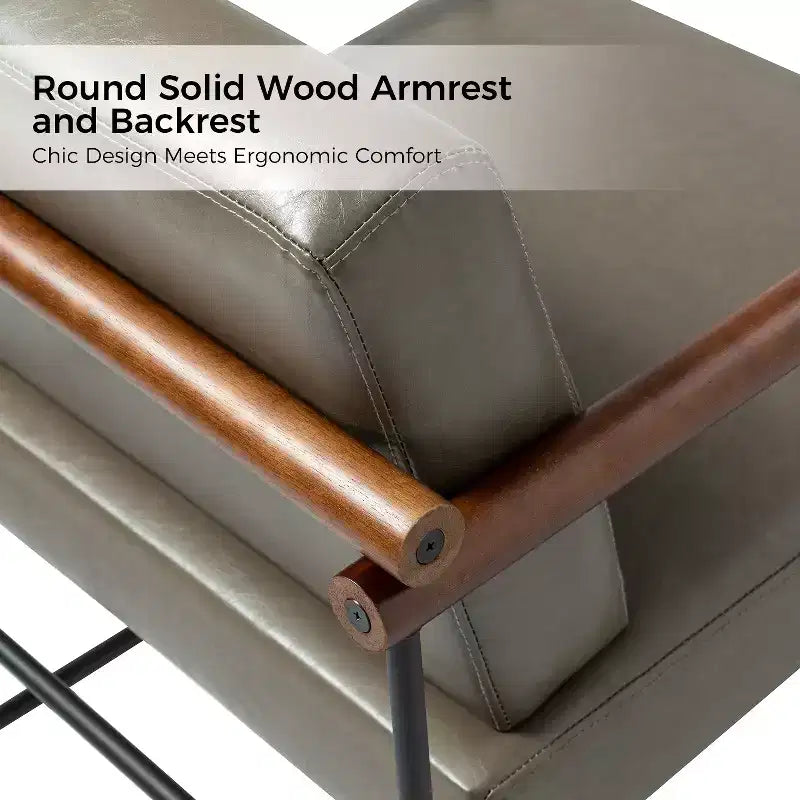 Set of 2 Elisa Ergonomic Modern Accent Armchair with Metal Base and Special Solid Wood Arm| ART OF LIVING DESIGNS