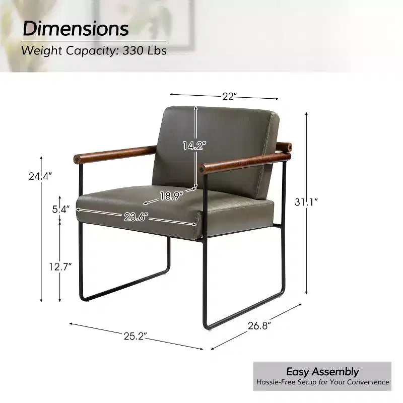 Set of 2 Elisa Ergonomic Modern Accent Armchair with Metal Base and Special Solid Wood Arm| ART OF LIVING DESIGNS