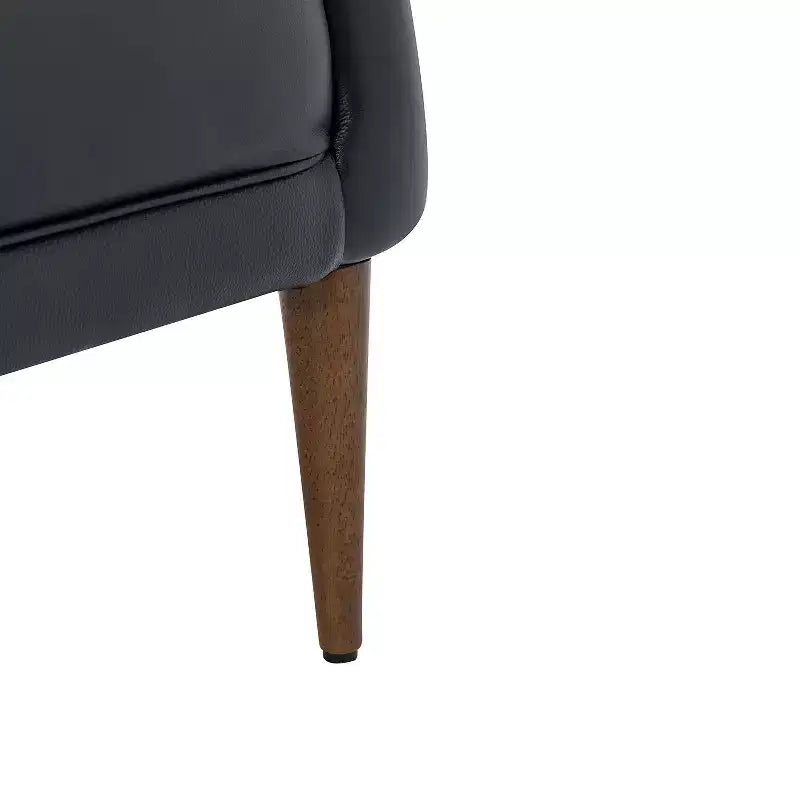 Fauteuil crapaud d'appoint Justo 28,5 po de large en cuir véritable capitonné avec pieds en bois massif pour salon | ART OF LIVING DESIGNS