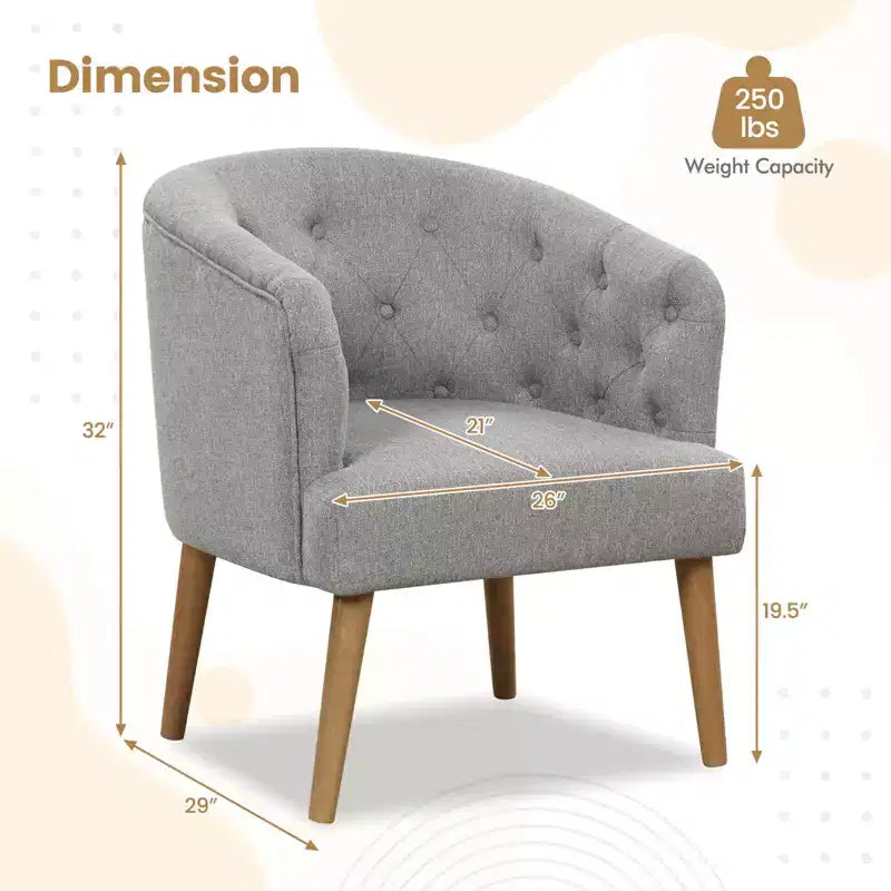 Costway Upholstered Accent Chair Comfy Club Armchair Single Sofa with Rubber Wood Legs