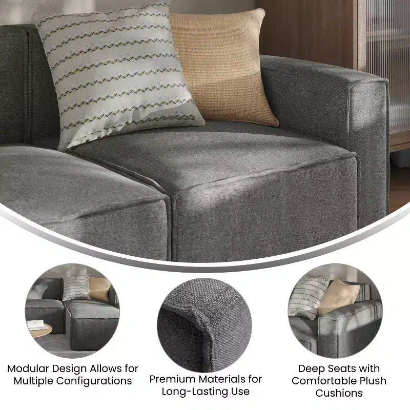 Flash Furniture Bridgetown Luxury Modular Sectional Sofa, Right Side with Arm Rest