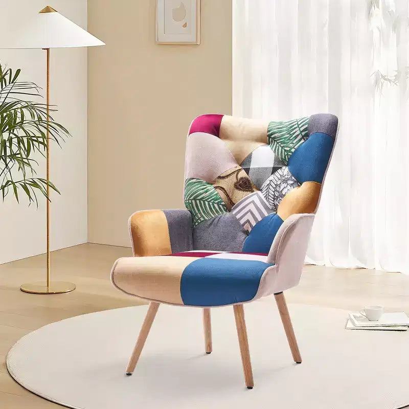 FERPIT Accent Chair Wingback Design with Rubberwood Legs & Levelers