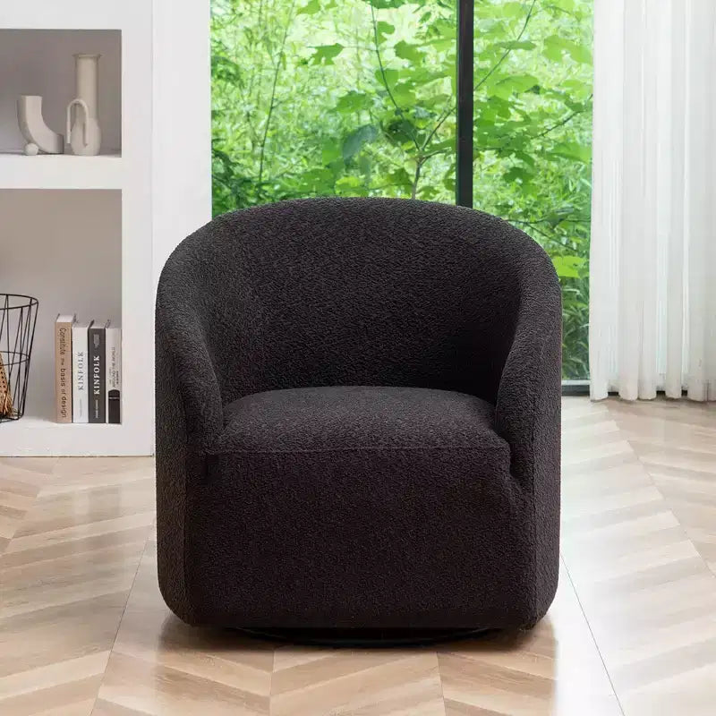 32 Wide Boucle Upholstered Swivel Barrel Chair - Kinwell