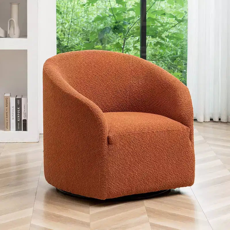 32 Wide Boucle Upholstered Swivel Barrel Chair - Kinwell