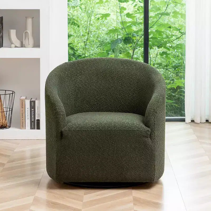 32 Wide Boucle Upholstered Swivel Barrel Chair - Kinwell
