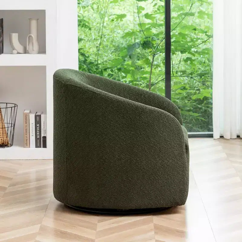 32 Wide Boucle Upholstered Swivel Barrel Chair - Kinwell