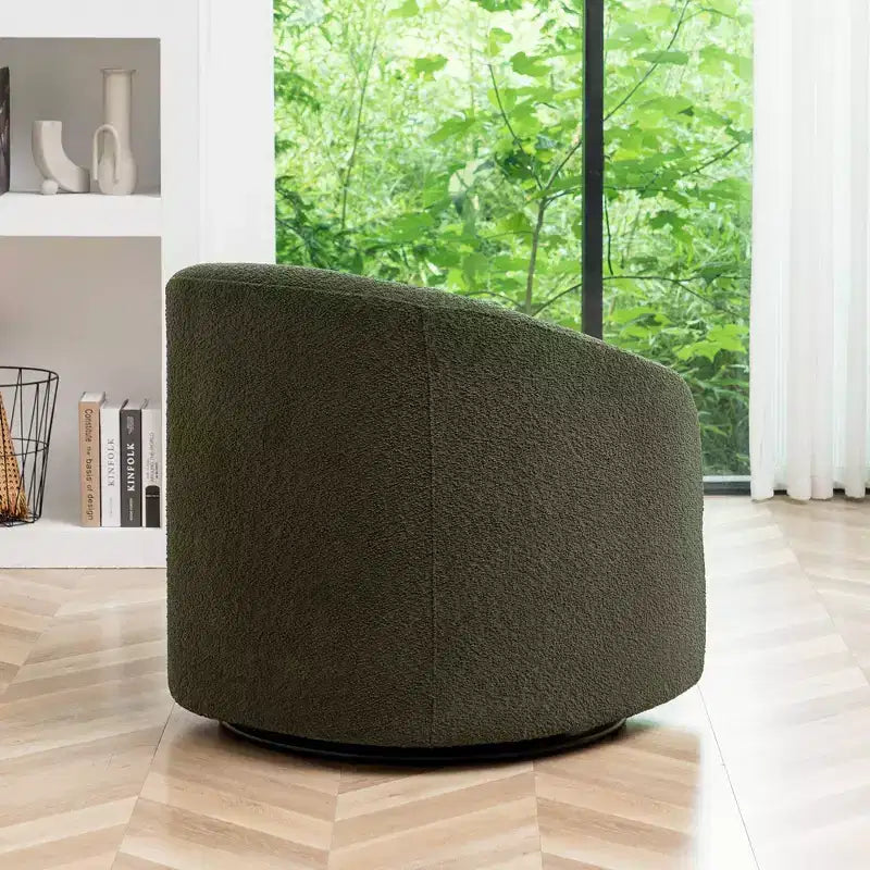 32 Wide Boucle Upholstered Swivel Barrel Chair - Kinwell