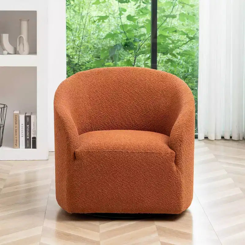 32 Wide Boucle Upholstered Swivel Barrel Chair - Kinwell