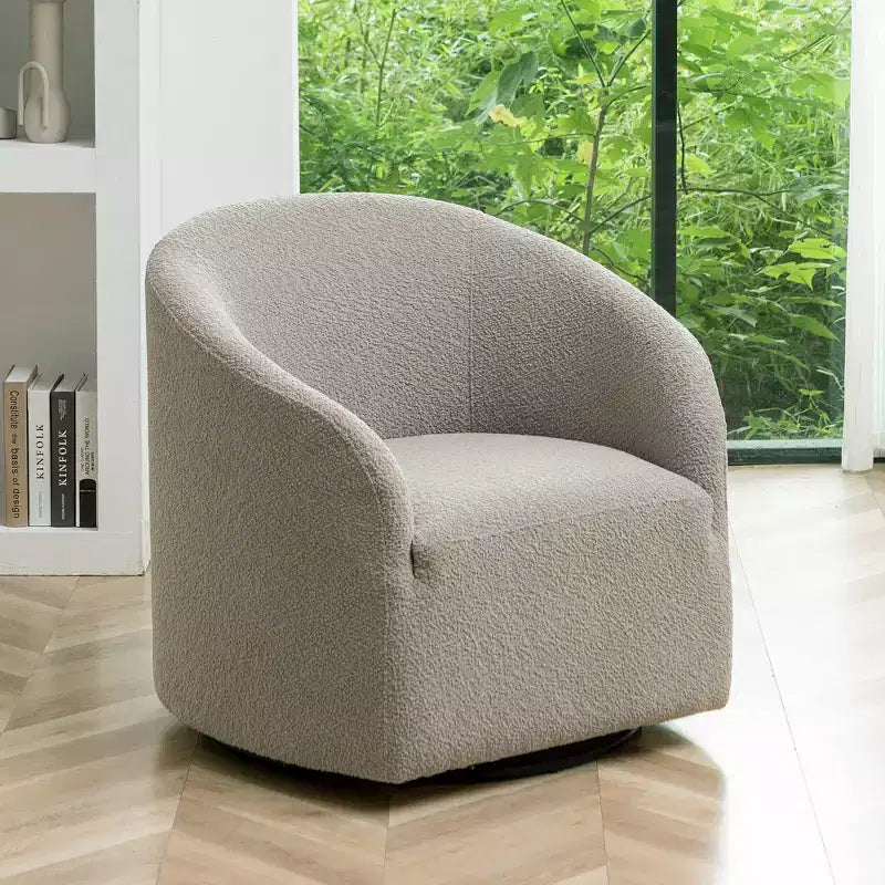 32 Wide Boucle Upholstered Swivel Barrel Chair - Kinwell