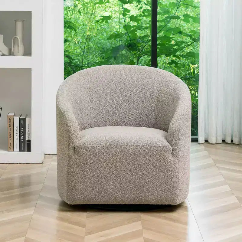 32 Wide Boucle Upholstered Swivel Barrel Chair - Kinwell