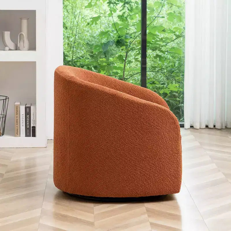 32 Wide Boucle Upholstered Swivel Barrel Chair - Kinwell