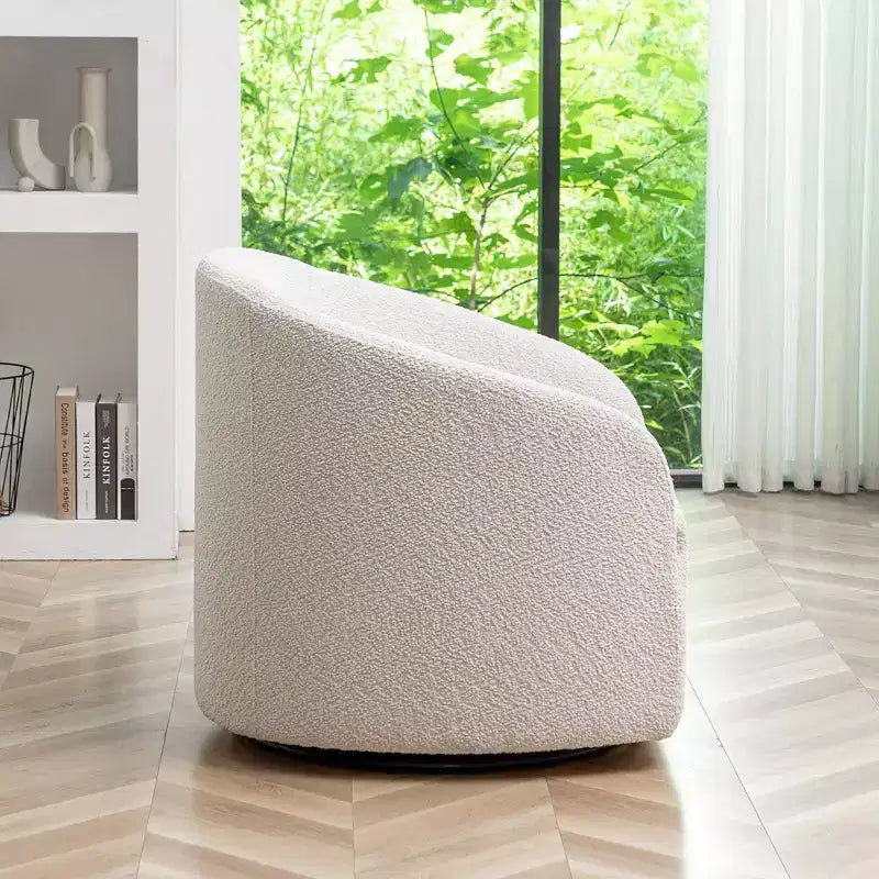 32 Wide Boucle Upholstered Swivel Barrel Chair - Kinwell