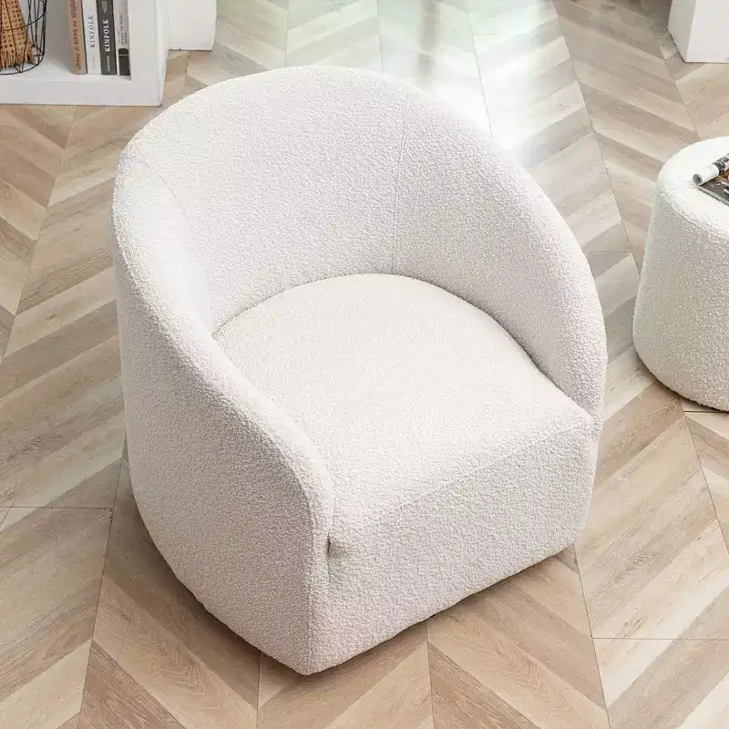 32 Wide Boucle Upholstered Swivel Barrel Chair - Kinwell