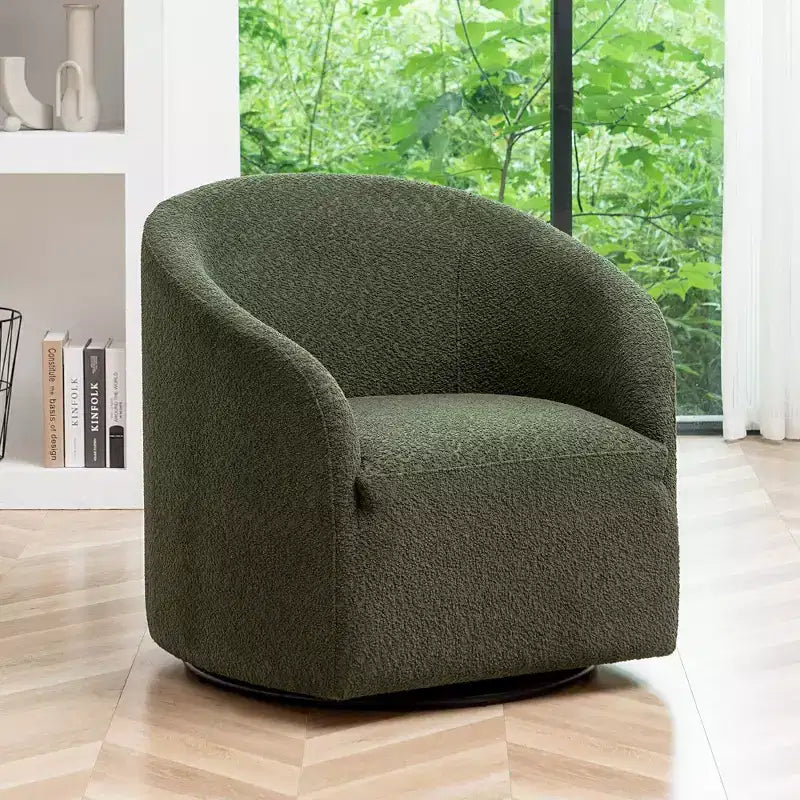 32 Wide Boucle Upholstered Swivel Barrel Chair - Kinwell
