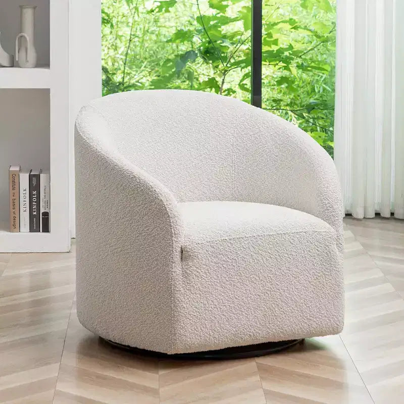 32 Wide Boucle Upholstered Swivel Barrel Chair - Kinwell