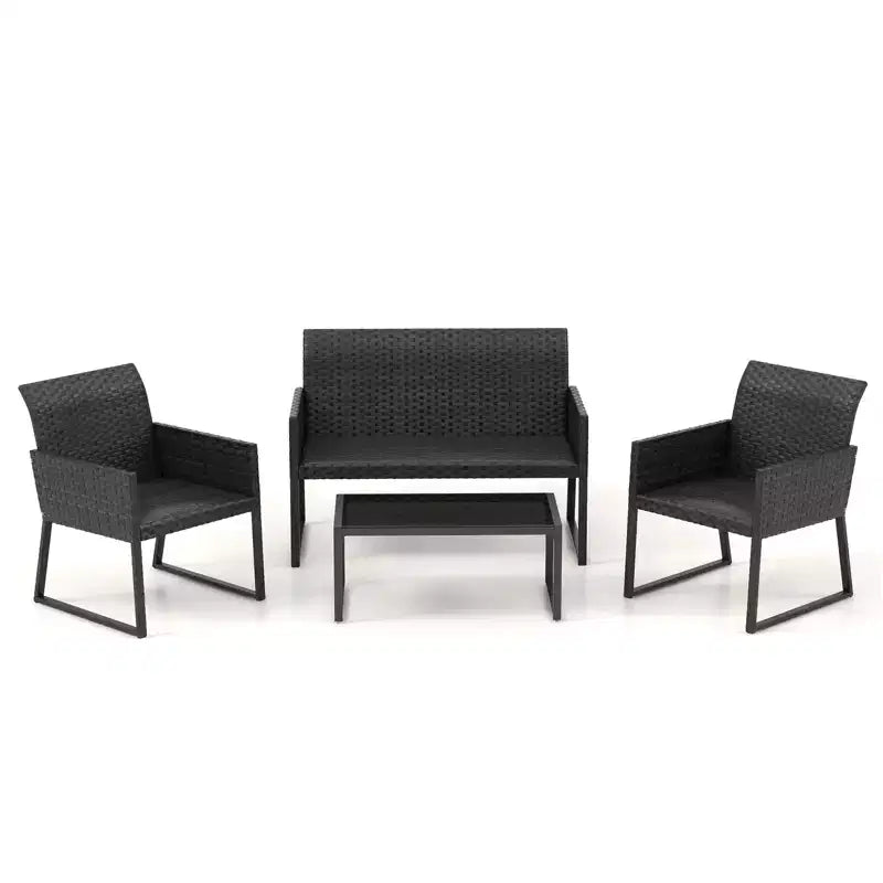 Ensemble de mobilier de patio en osier Costway 8 pièces pour conversation extérieure avec mousse à séchage rapide tout temps