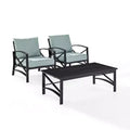Crosley 3pc Kaplan Steel Outdoor Patio Small Space Chat Set