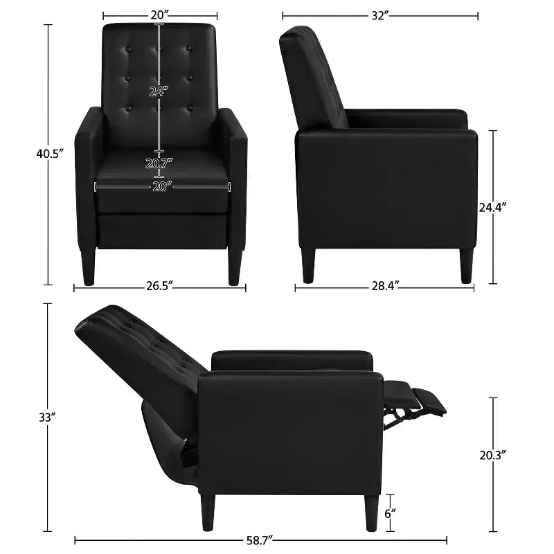 Yaheetech Faux Leather Recliner Sofa with Pocket Spring