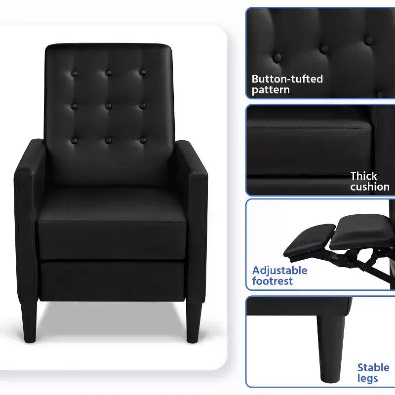 Yaheetech Faux Leather Recliner Sofa with Pocket Spring
