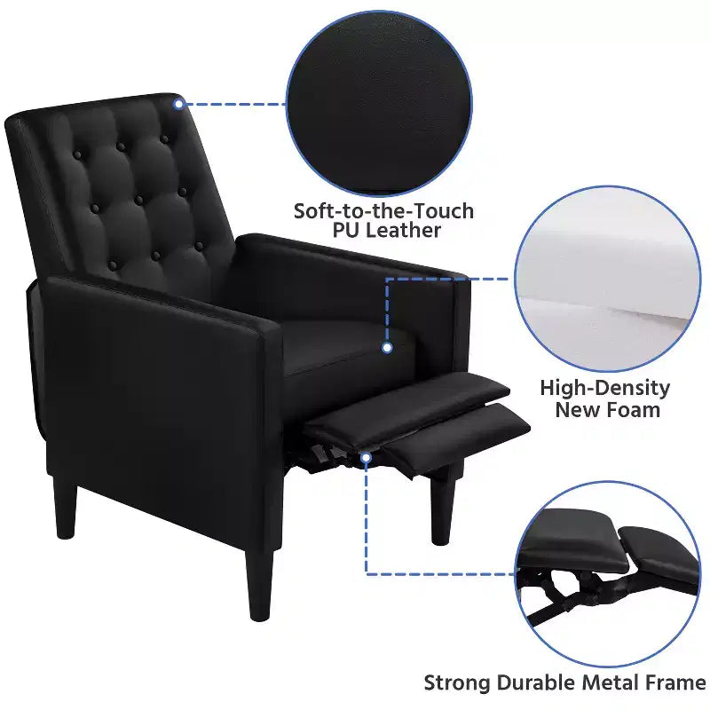 Yaheetech Faux Leather Recliner Sofa with Pocket Spring