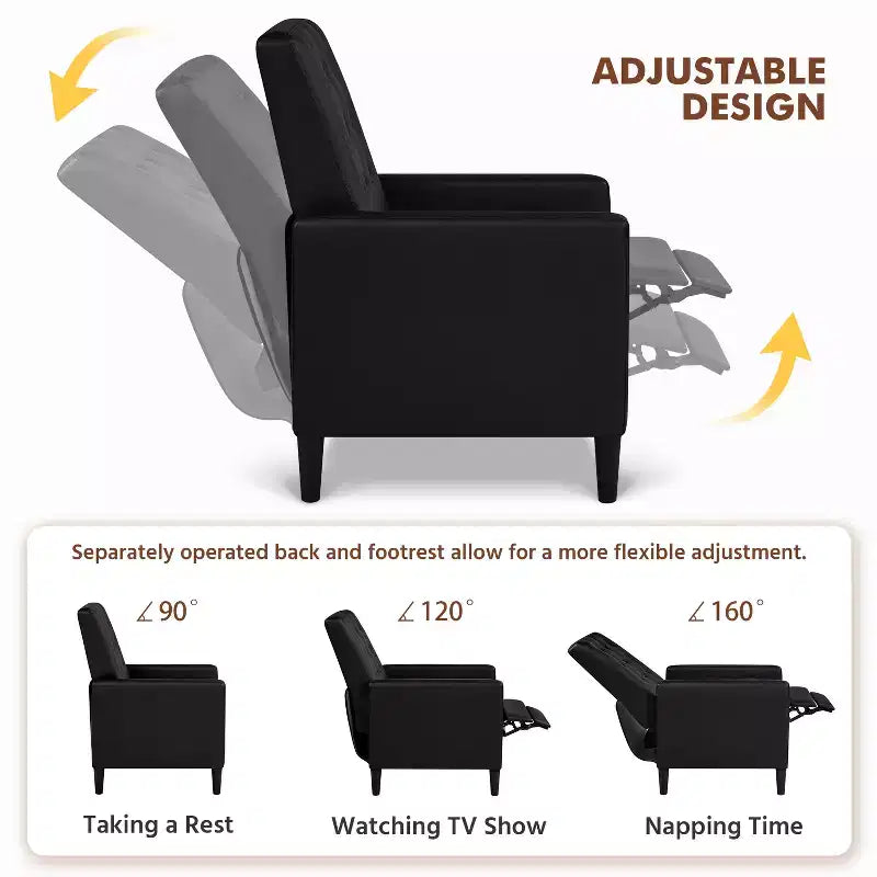 Yaheetech Faux Leather Recliner Sofa with Pocket Spring