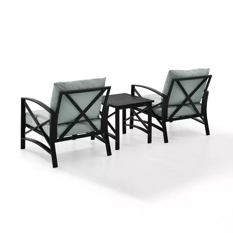Ensemble de sièges d'extérieur 3 pièces Crosley Kaplan avec 2 chaises et une table d'appoint