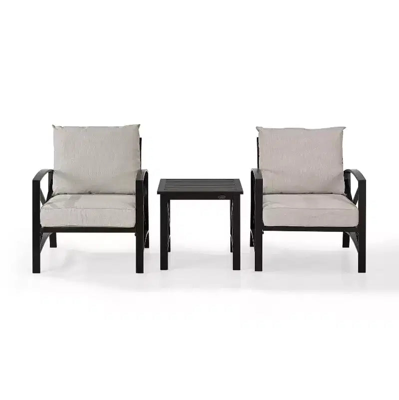 Ensemble de sièges d'extérieur 3 pièces Crosley Kaplan avec 2 chaises et une table d'appoint