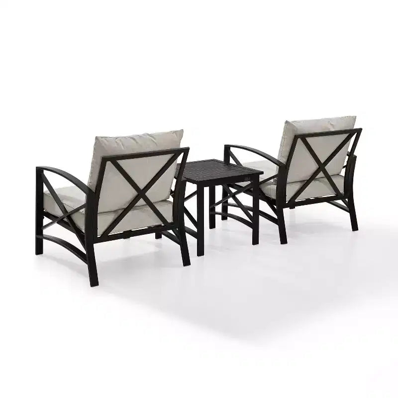 Ensemble de sièges d'extérieur 3 pièces Crosley Kaplan avec 2 chaises et une table d'appoint