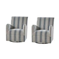 Lot de 2 fauteuils pivotants à 360 degrés Livia de style transitoire avec motif à rayures jacobéennes | HULALA HOME