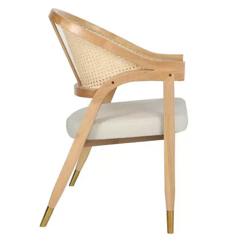 Chaise de salle à manger ou d'appoint Emma et Oliver Cane Rattan avec structure en bois massif, dossier tissé et assise coussinée