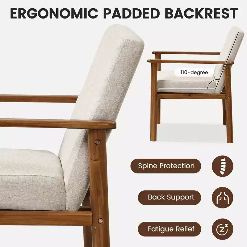 Costway Modern Accent Chair Upholstered Linen Fabric Armchair with Solid Wood Legs