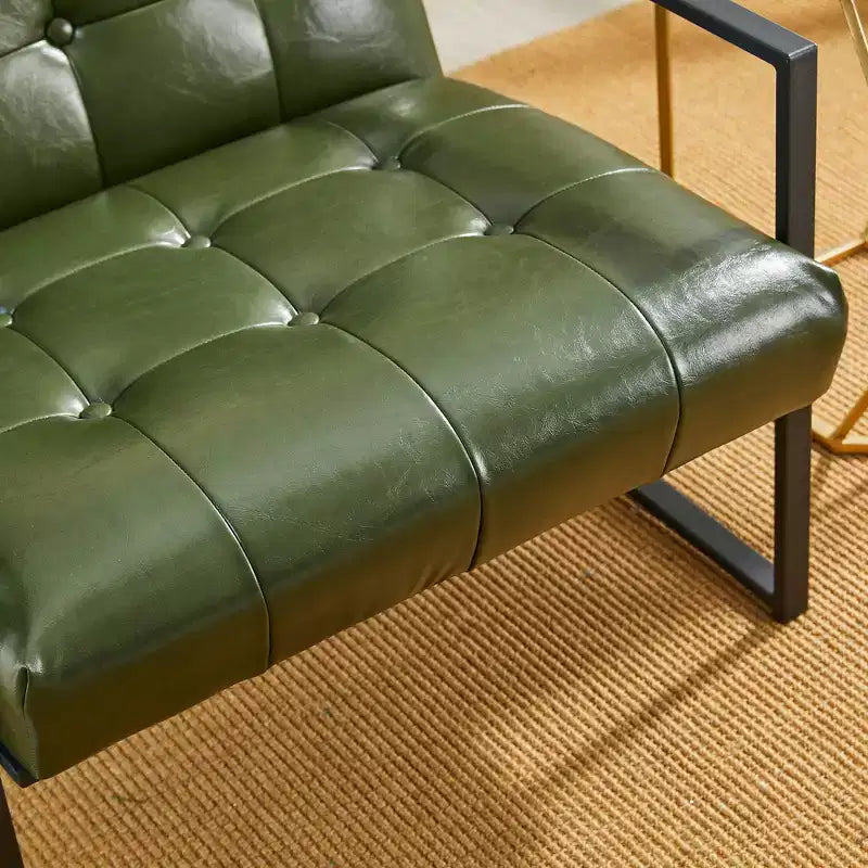 Mid-Century Modern Leatherette Button Tufted Arm Accent Chair - Glitzhome