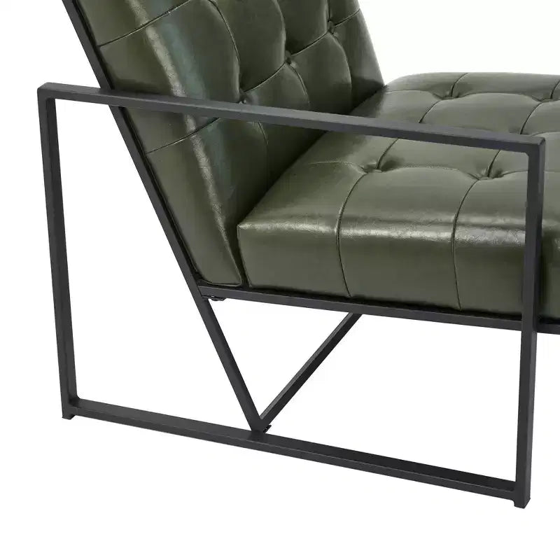 Mid-Century Modern Leatherette Button Tufted Arm Accent Chair - Glitzhome