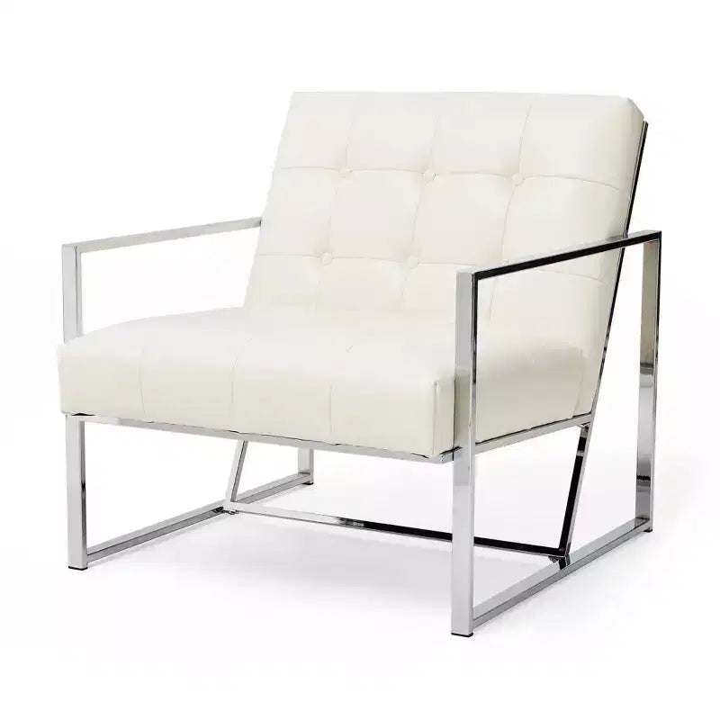 Mid-Century Modern Leatherette Button Tufted Arm Accent Chair - Glitzhome