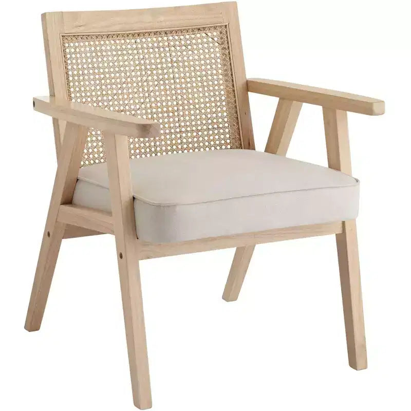 55 Downing Street Zuma Beige Fabric Rattan Accent Chair
